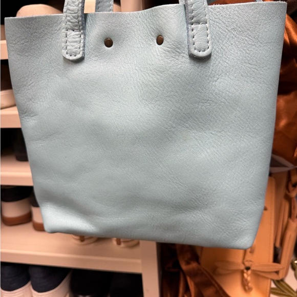 New Cabo Blue Portland Leather mini Snap crossbody Tote Bag - Picture 7 of 9